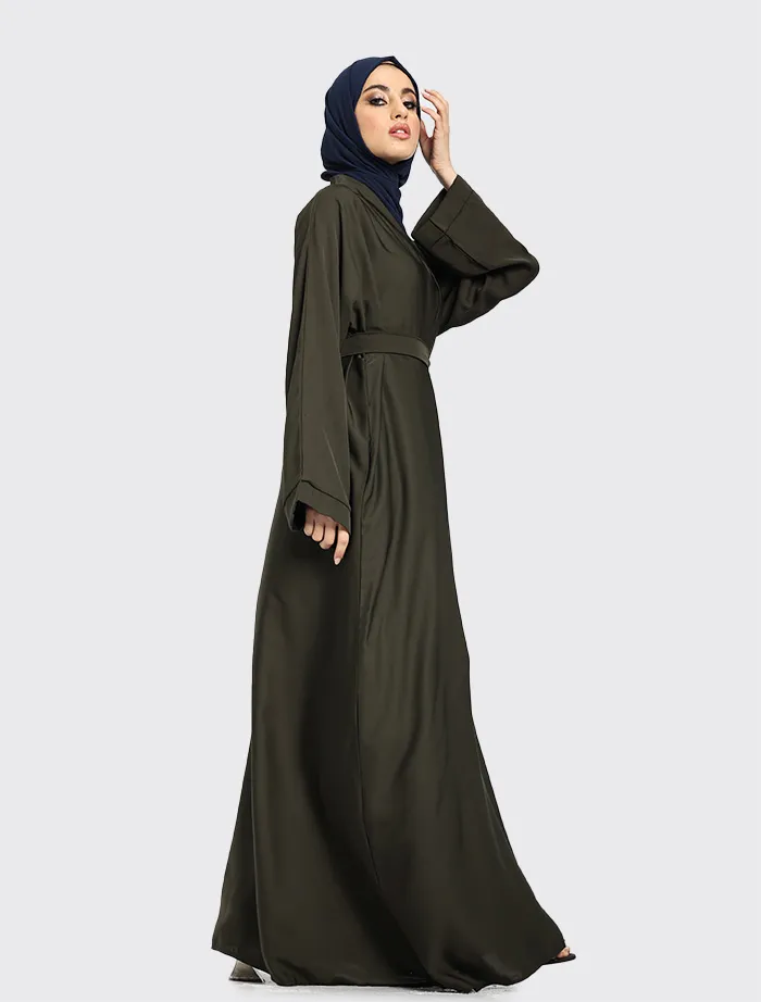 Khaki Open Abaya